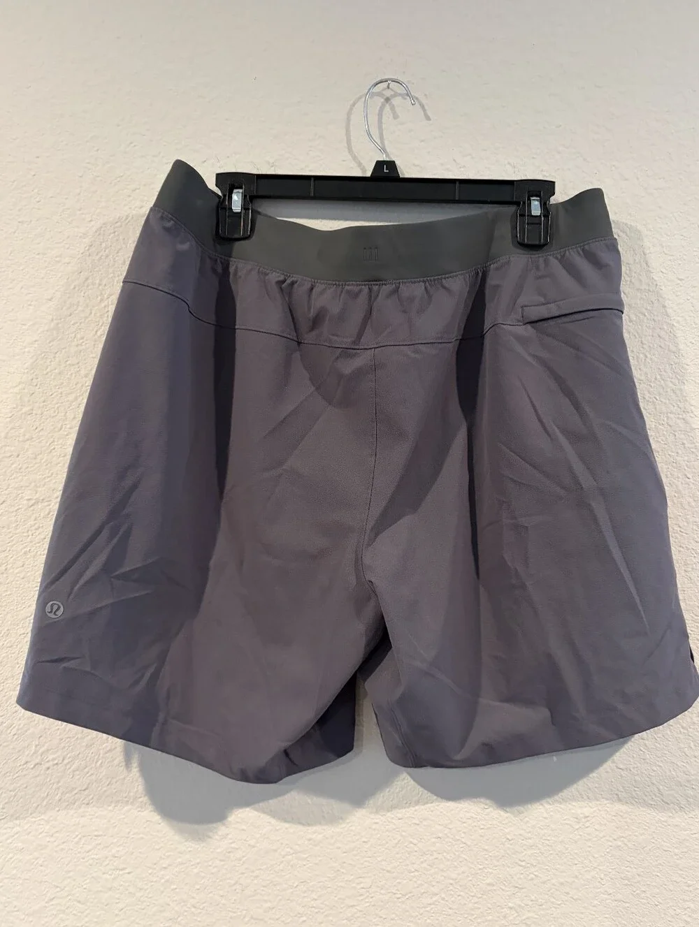 Lululemon Mens Classic Comfy Grey Purple Athletic Running Pull On Shorts Size XL